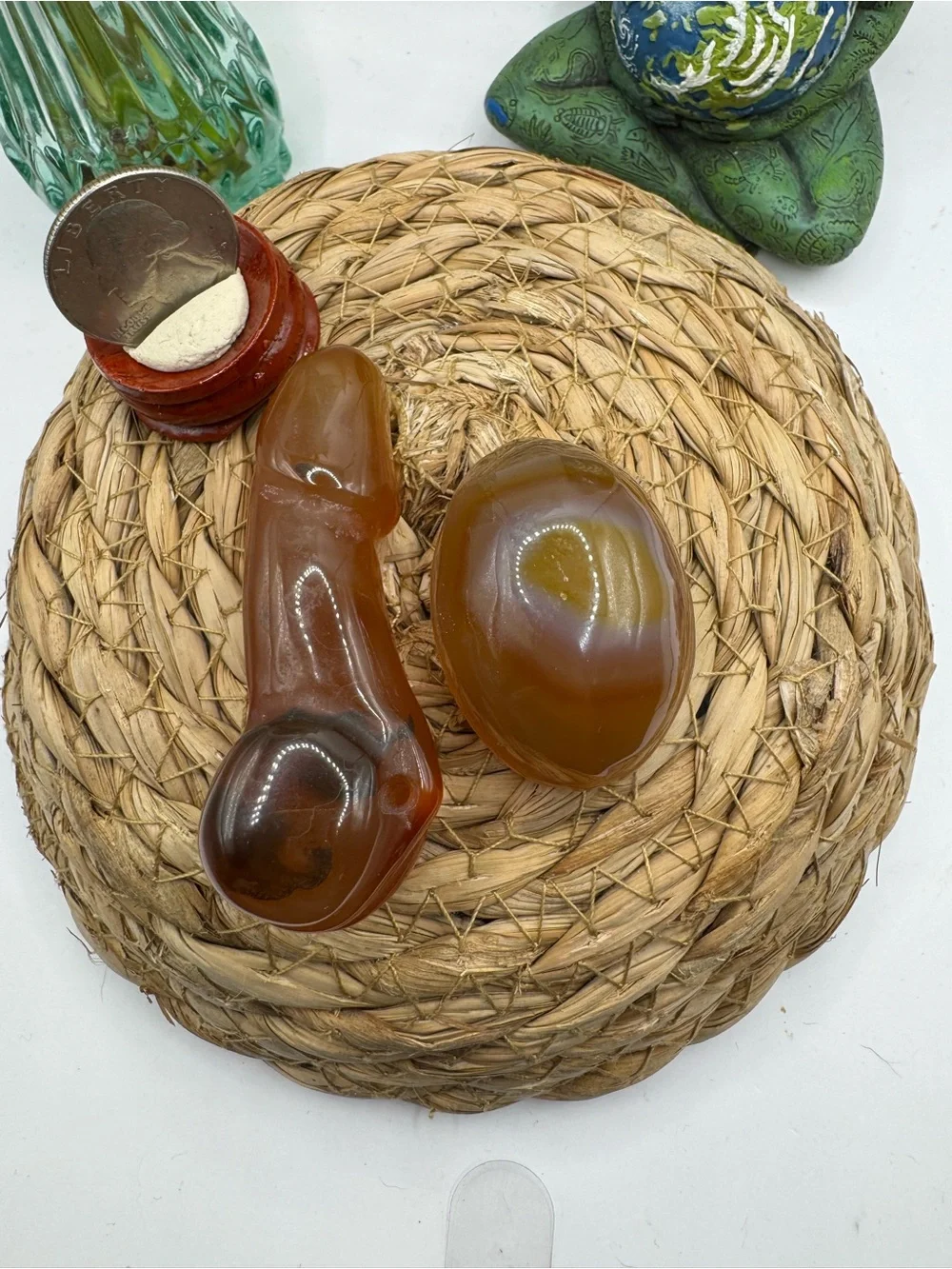 Hand-Carved carnelian Agate Stone Home Accent Set